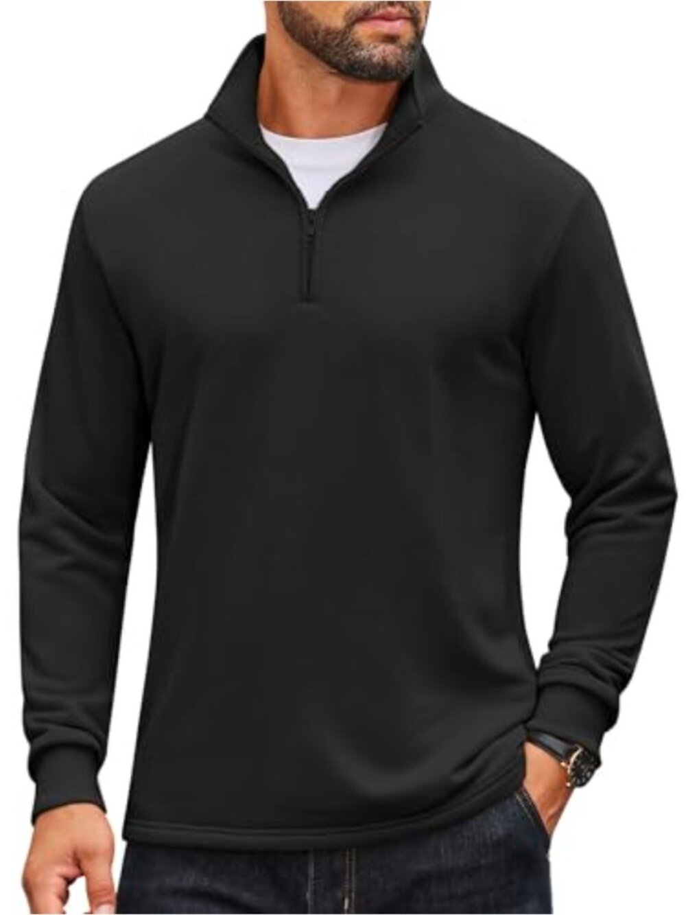 Quarter Zip Pullover Sweatshirt Mock Neck Quilted Lightweight Casual Long Sleeve
